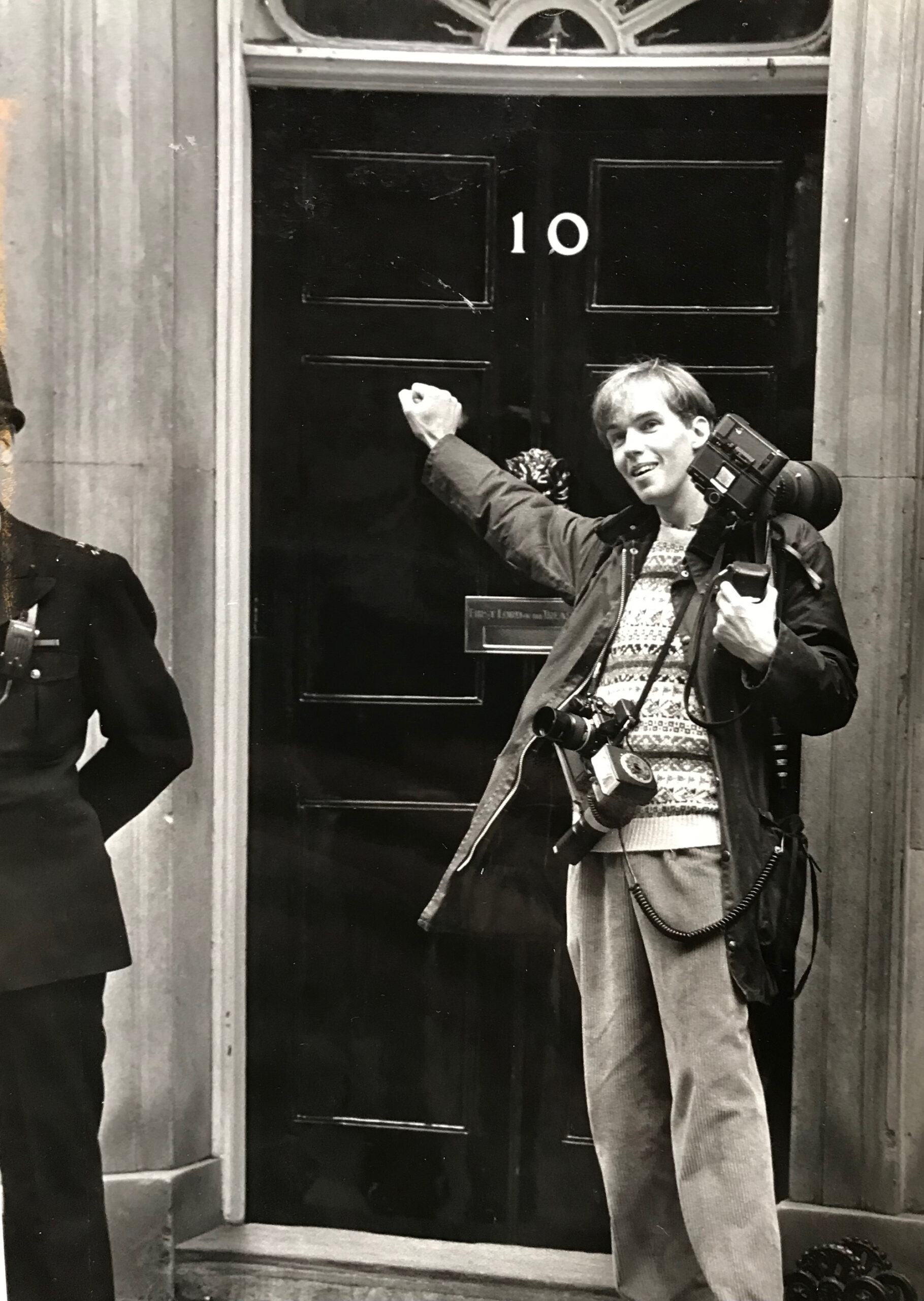 Back in the day with full camera gear - David Boyle outside 10 Downing Street in 1990. ©TheMegaAgency